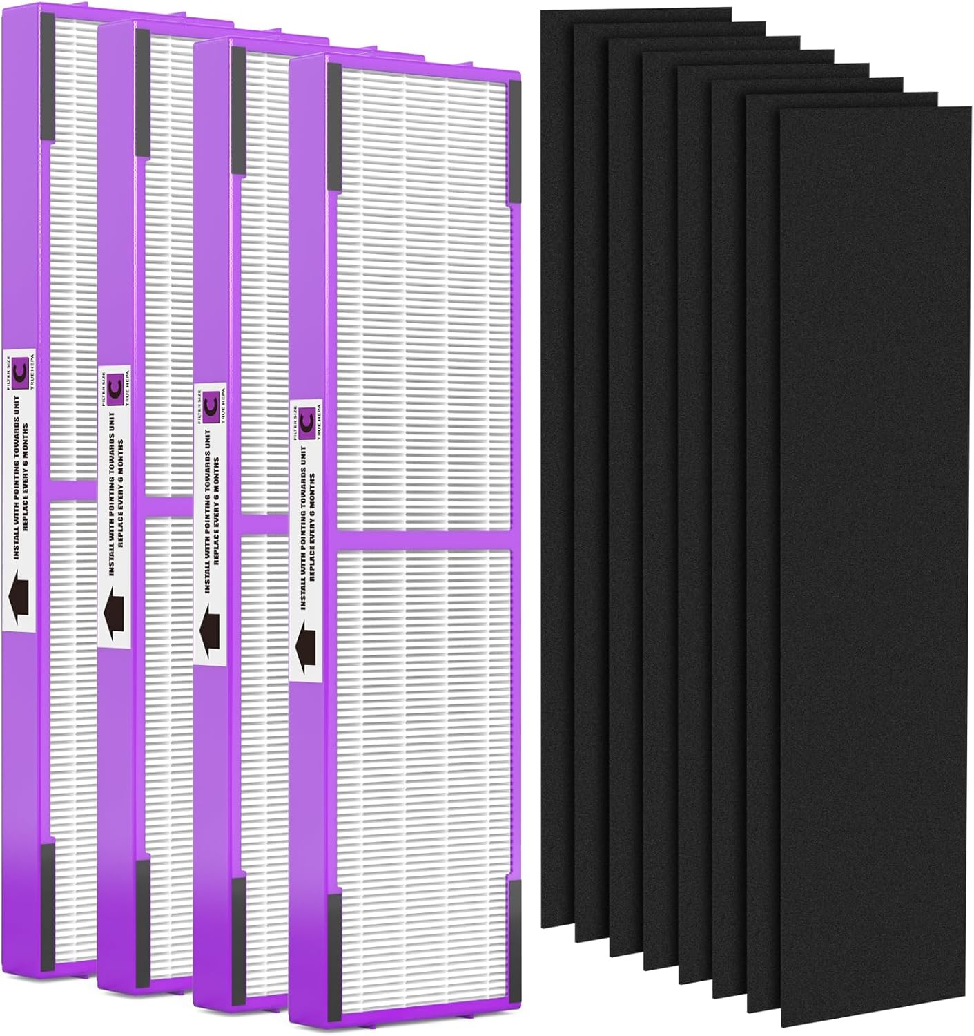 FLT5250PT True HEPA Replacement Filter C Pet, Compatible with Germ-Guardian AC5250PT, AC5000E, AC5300B, AC5350W, AC5350B, CDAP5500 Air Purifiers, 4 HEPA Filter and 8 Pre-Filters